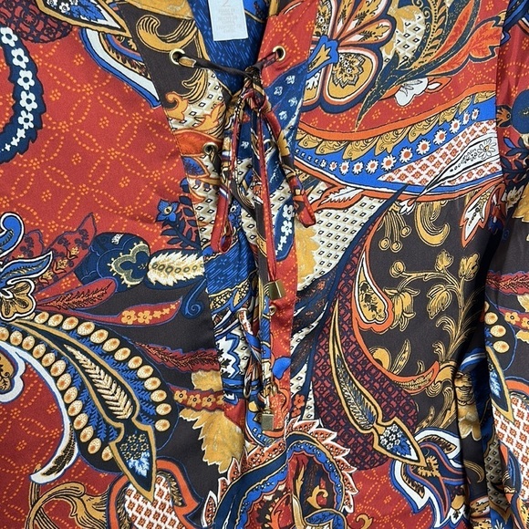 Chico's‎ Vintage Paisley Peasant Blouse Tunic Top Size 2 / Medium/Us 12 - Picture 7 of 11